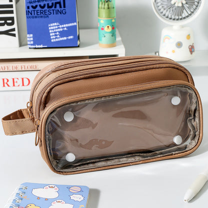 Transparent Pencil Case INS Style Milk Salty Series Carrying Case Large Capacity Waterproof