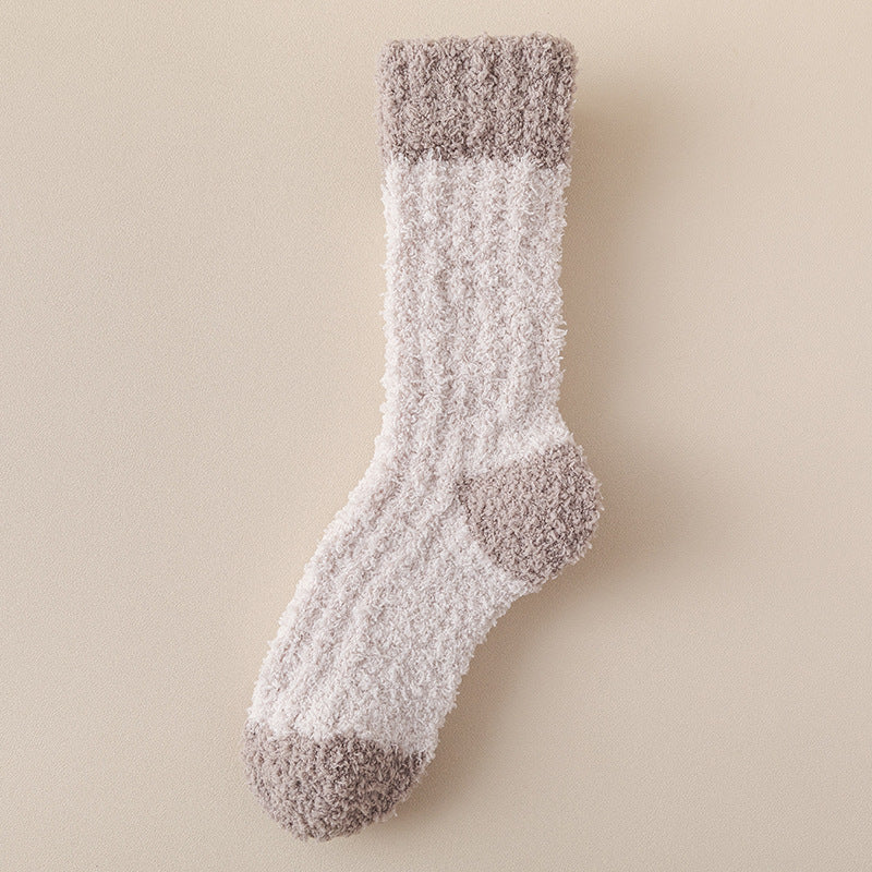 Coral Fleece Socks Women's Thickened Thermal Middle Tube