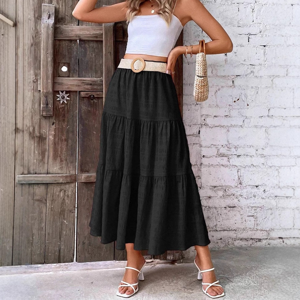 Mid-length Pleated Casual Skirt