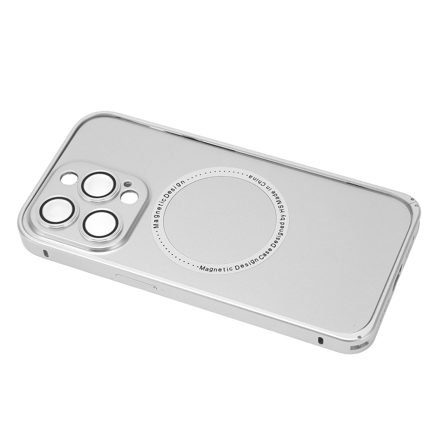 Magnetic Phone Case with Camera Lens Protector Cell Mobile Phone Protective Cover for MagSafe Silver for IPhone 14 Pro