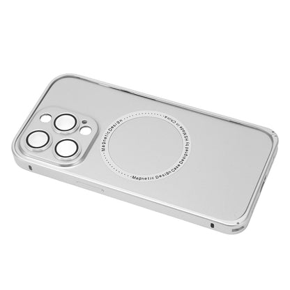 Magnetic Phone Case with Camera Lens Protector Cell Mobile Phone Protective Cover for MagSafe Silver for IPhone 14 Pro