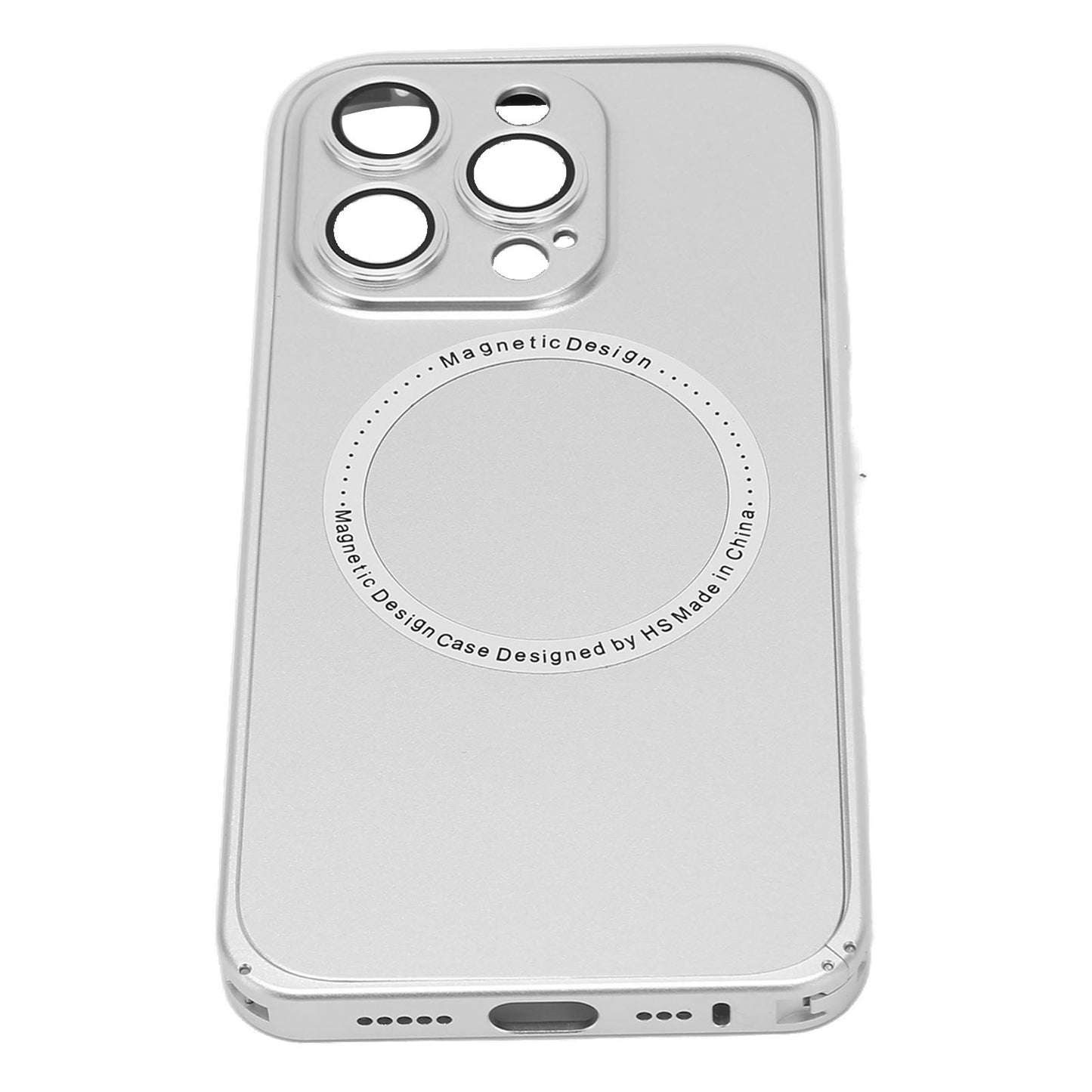 Magnetic Phone Case with Camera Lens Protector Cell Mobile Phone Protective Cover for MagSafe Silver for IPhone 14 Pro