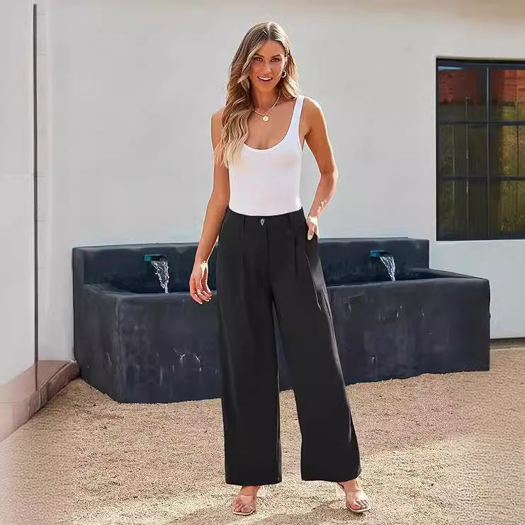 Casual Wide Leg Business Pants Women's High Waist Formal Trousers