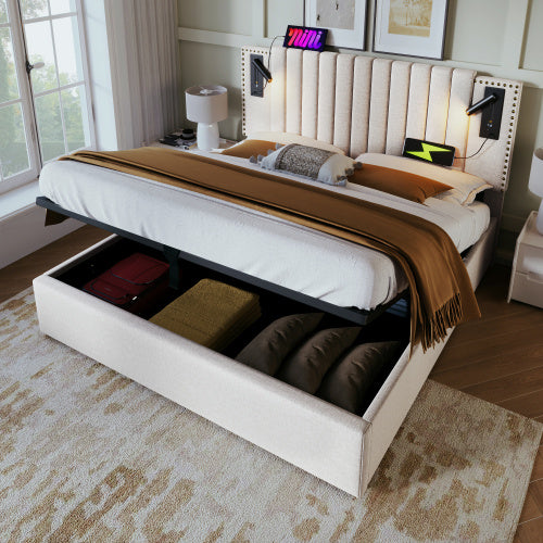 Cotton Panel Material Storage Bed Frame