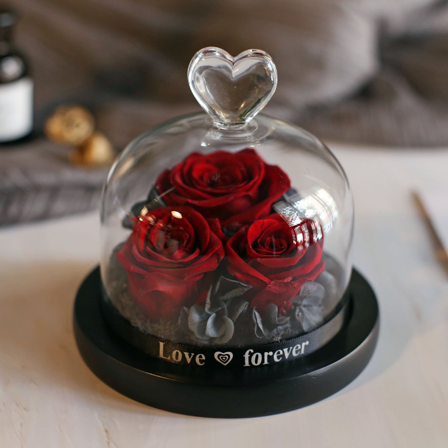 Valentine's Day Birthday Gift Gift Box Glass Cover Big Rose Immortal Flower