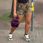 Shorts mit verwaschenem Camouflage-Druck und aufgestickter Tasche und Nähten