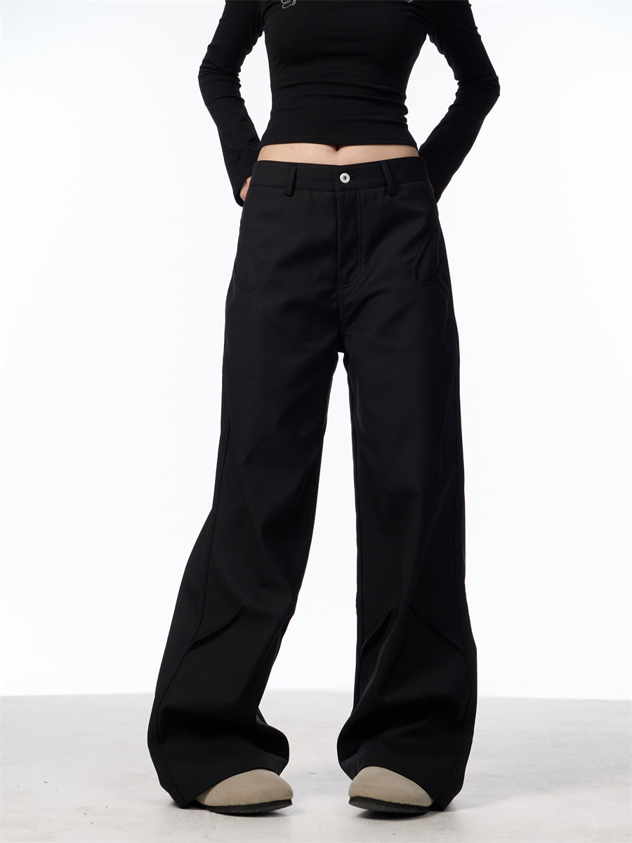 Retro American Design Pleated Niche Casual Matchet Pants Women