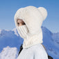 Knitted Hat Scarf Mask One-piece Hat Women's Winter