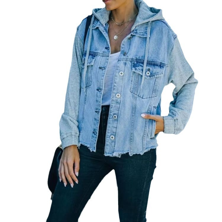 Loose Casual Large Denim Hoodie Coat