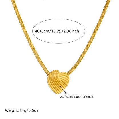 Fashion Vintage Gold-plated Striped Love Mesh Necklace