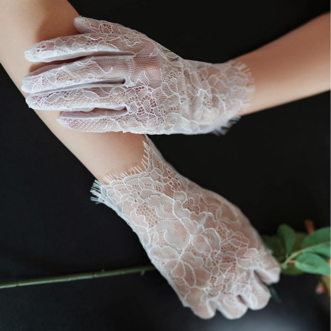 New Super Fairy White Lace Tulle Bride Photo Gloves