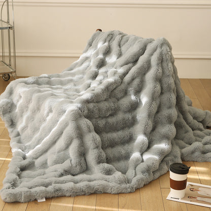 Polyester Carpet Rabbit Bubble Velvet Thickened Nap Blanket Quilt