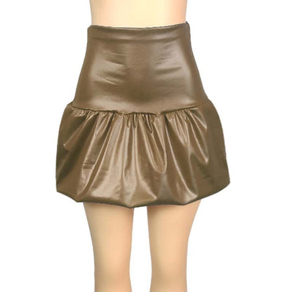 Matte PU Leather Skirt High Waist Belly Contracting