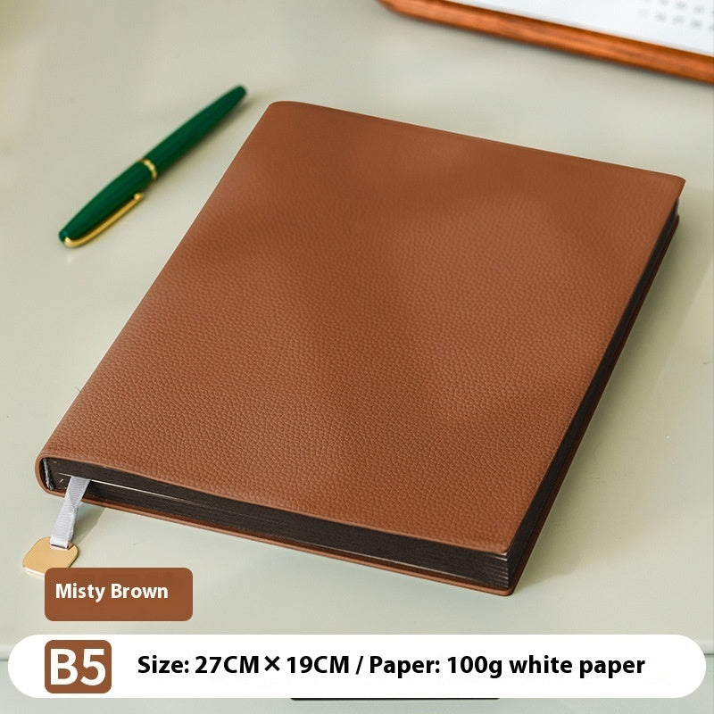 Litchi Pattern Soft Leather Covered Notebook