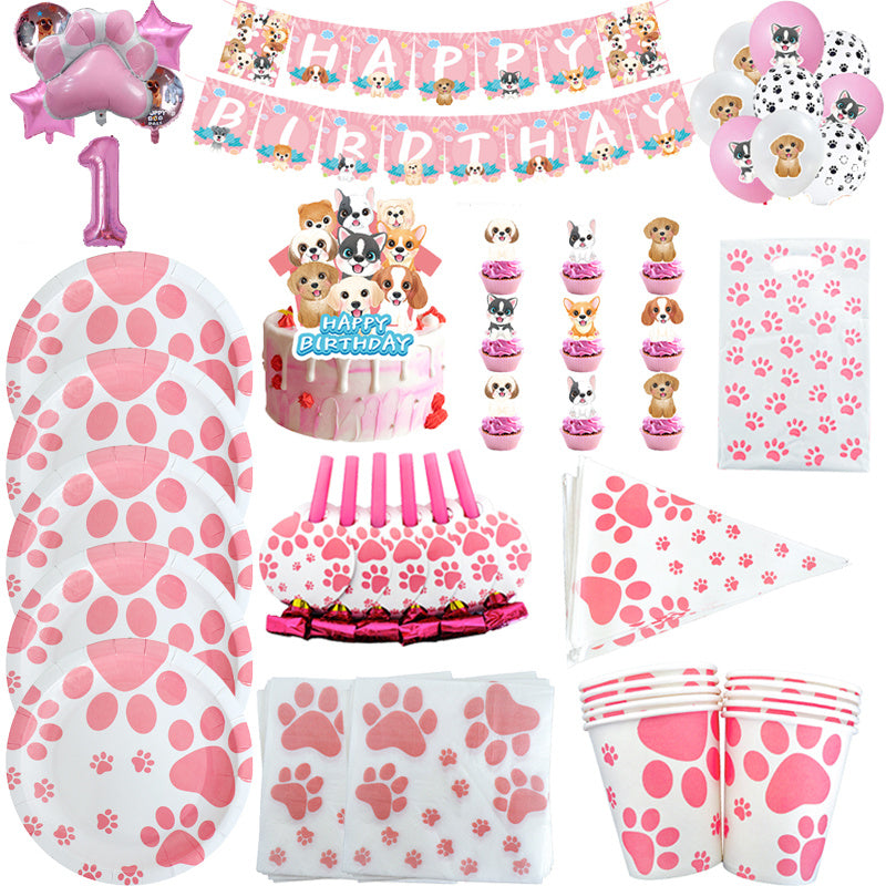 Birthday Party Decoration Dog Paw Party Tableware Set