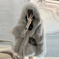 Online Influencer Fashion Hooded Artificial Fox Fur Padded Coat Young