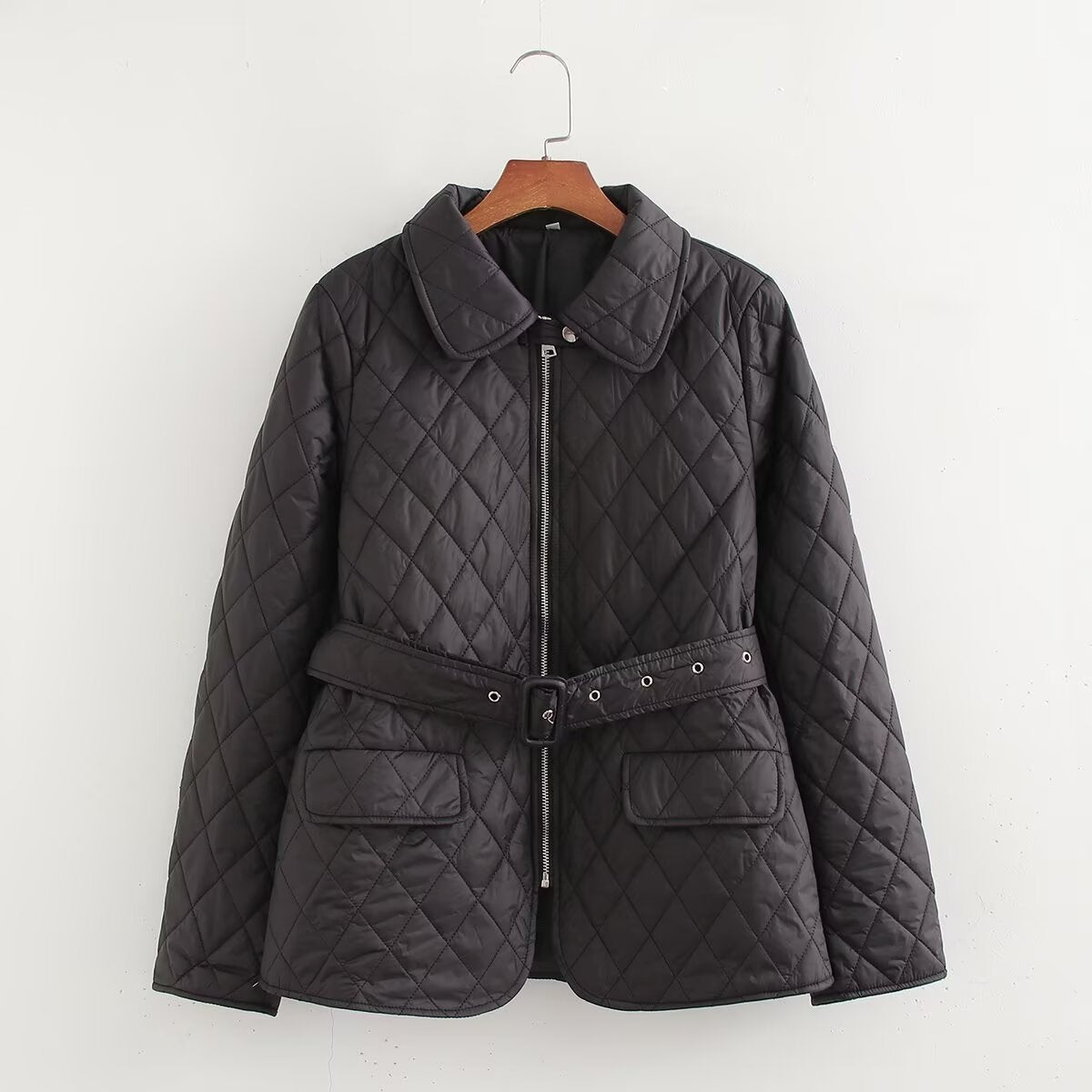 Fashion Simple With Belt Quilted Cotton Coat Jacket