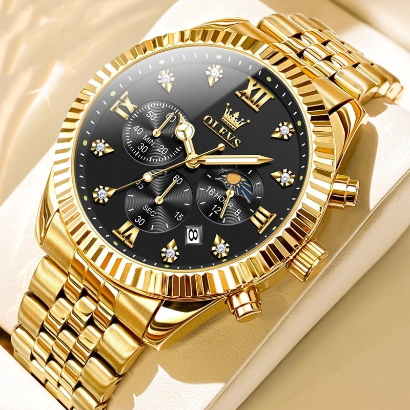 Men's Fashionable Golden Quartz Watch