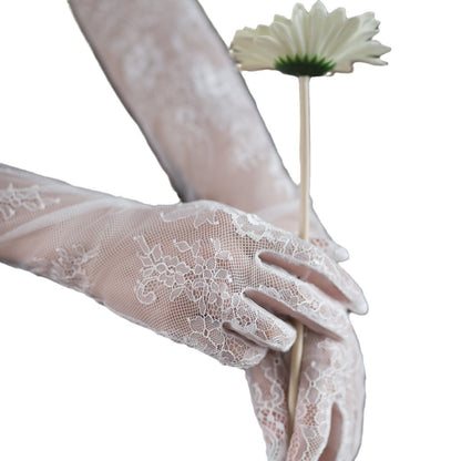 New Super Fairy White Lace Tulle Bride Photo Gloves