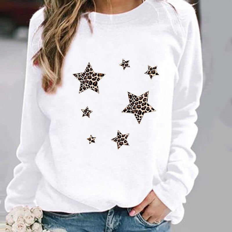 Women's Minimalist Round Neck Casual Printed Sweatshirt