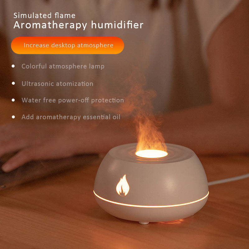 Flame Humidifier Aromatherapy Diffuser 7 Colors Light Home Air Humidifier 130ML USB Room Fragrance Essential Oil Diffuser