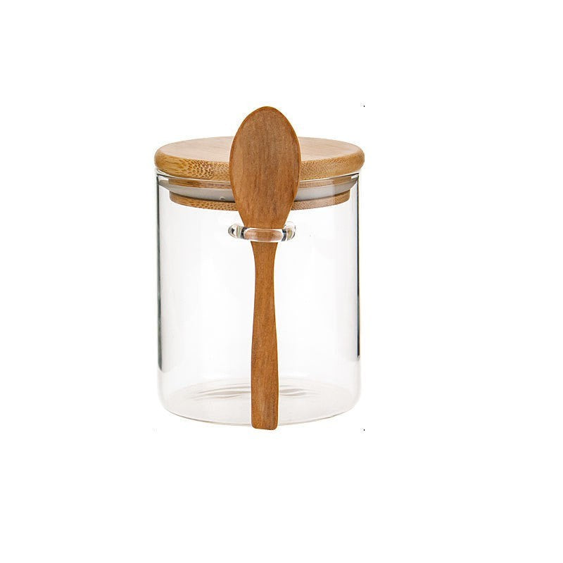 Round Jar With Small Spoon Kitchen Grain Storage Jar