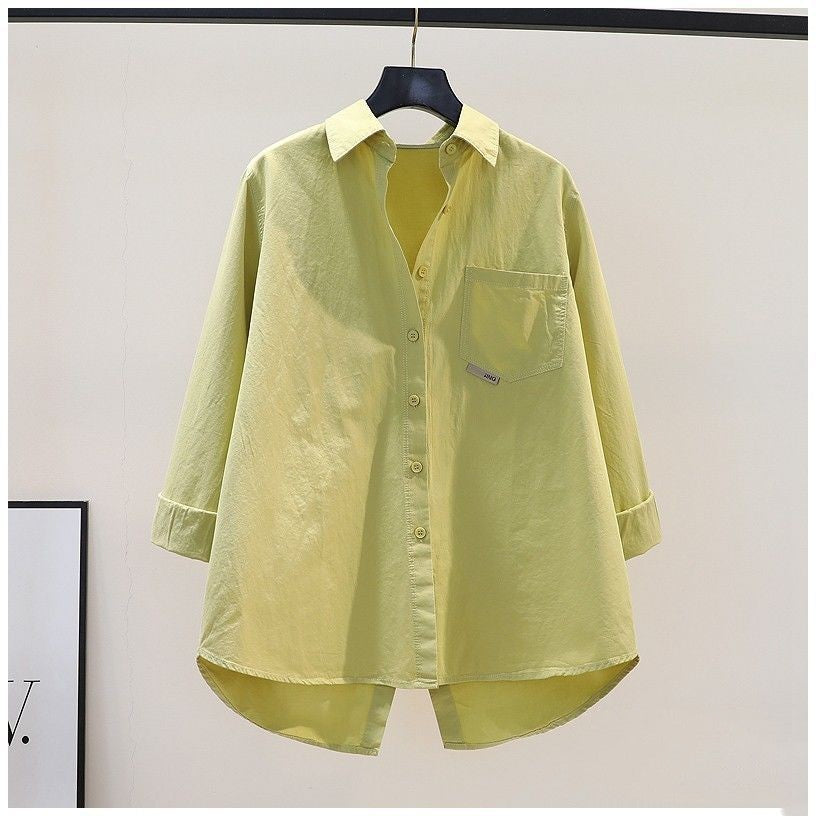 Women's Outer Solid Color Shirt Loose Mid-length