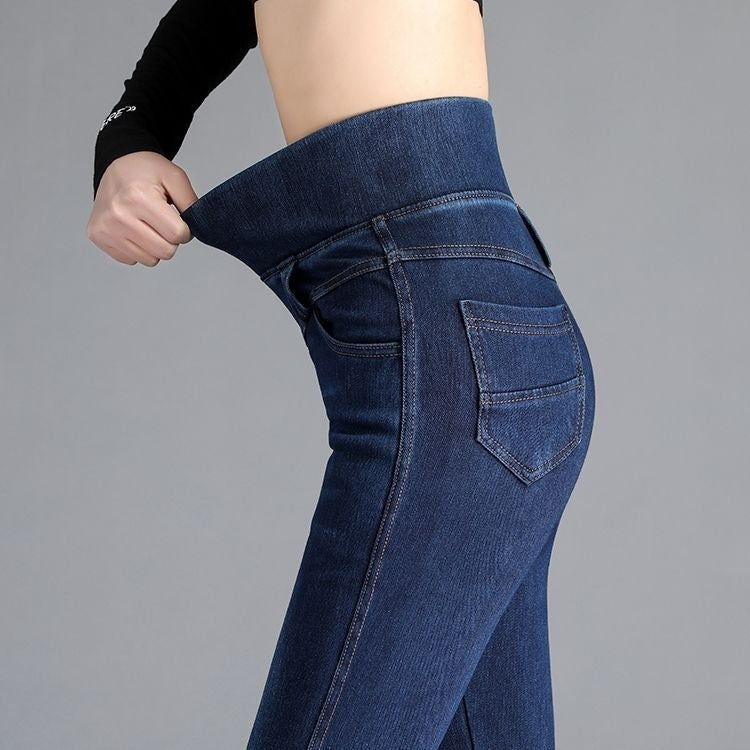 Elastische Taille High Waist Jeans für Damen Frühling und Herbst