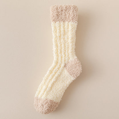 Coral Fleece Socks Women's Thickened Thermal Middle Tube