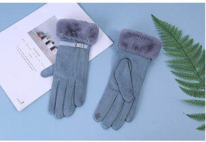 Outdoor Cycling Touch Screen Fleece Thickening Suede Gloves