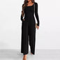 Autumn And Winter Draping Solid Color Sports Long Sleeve Jumpsuit Wide-leg Pants