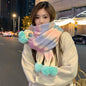 Rainbow Striped Hanging Ball Scarf For Women