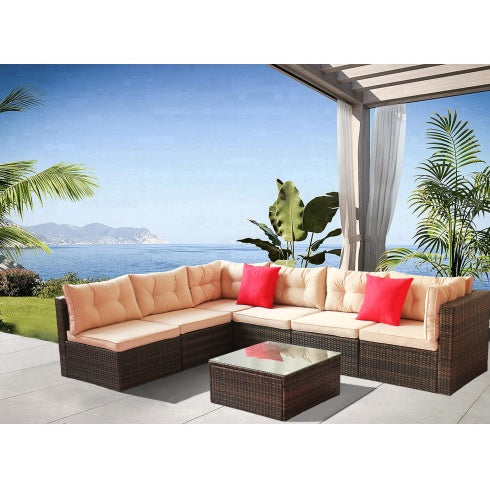 Terrassenmöbel-Set PE-Rattan-Gartenmöbel-Ecksofa-Set