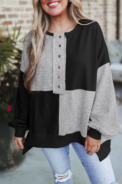 Women's Stitching Buckle Long Lapel Sweater