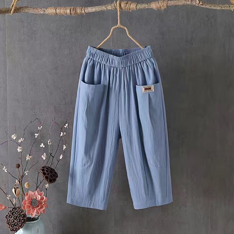 Linen Elastic Waist All-matching Casual Pants