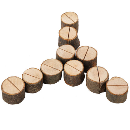 10Pcs Stump Shape Wedding Party Place Card Holder Stand Number Table Clip Card Holder