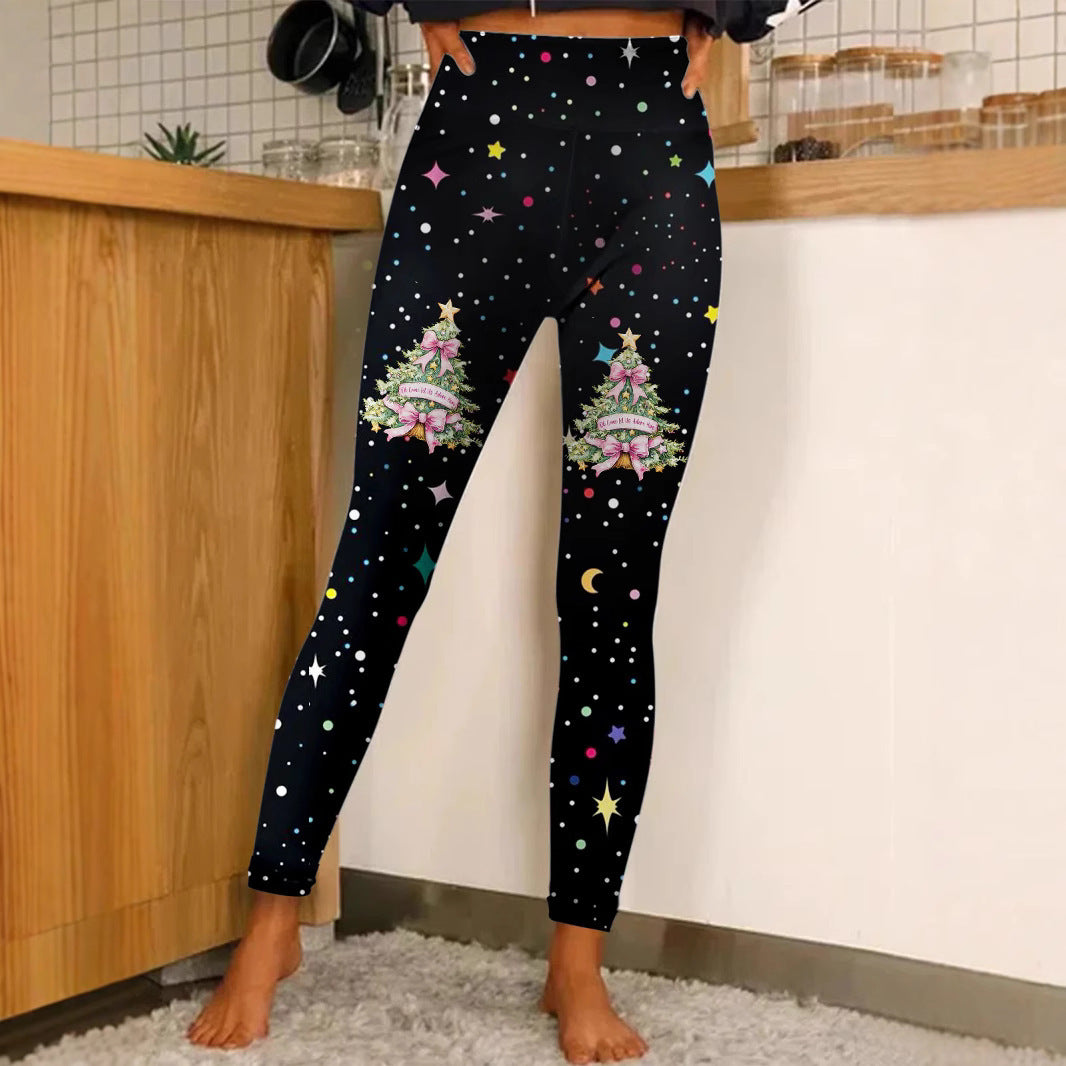 Christmas Printing Fashion Trend Women's Home Outdoor Tight Leggings