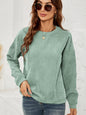 Corduroy Pullover Sweatshirt Casual Fashion Solid Round Neck Long-sleeved Tops Spring And Autumn Clothing For Women