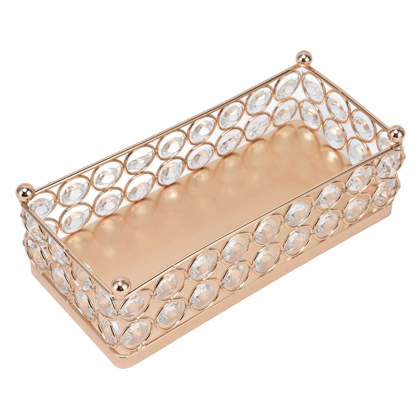 Cake Display Stand Golden Finish Rectangular Light Weight Exquisite Snacks Desserts Crystal Tray Holder