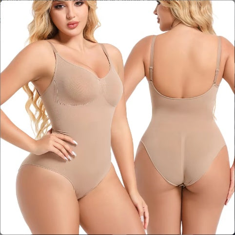 NAHTLOSER Einteiler Bodyshaper für Damen, Shapewear-Badeanzug, einfarbig, Stretch, volle Brust, Nylon-Spandex, Bodyshaper für Damen