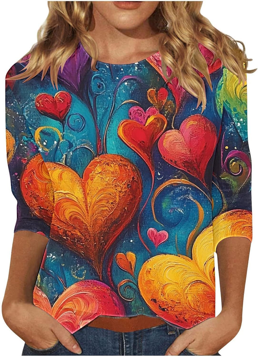 Digital Printed Three-quarter-length-sleeved T-shirt