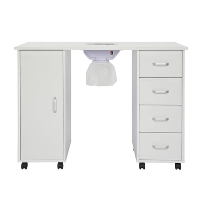 MDF Single Door 4 Drawers With Fans, White, Nail Art Table