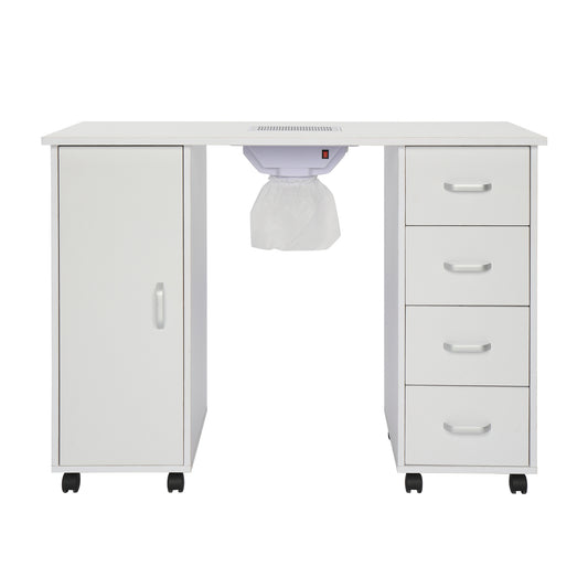 MDF Single Door 4 Drawers With Fans, White, Nail Art Table