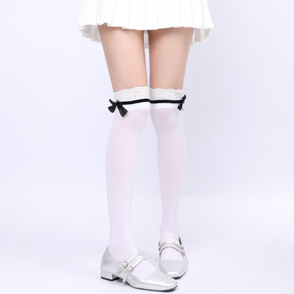 Sosete japoneze Jk Bowknot Sweet Lace Lolita Mijlocul gambei