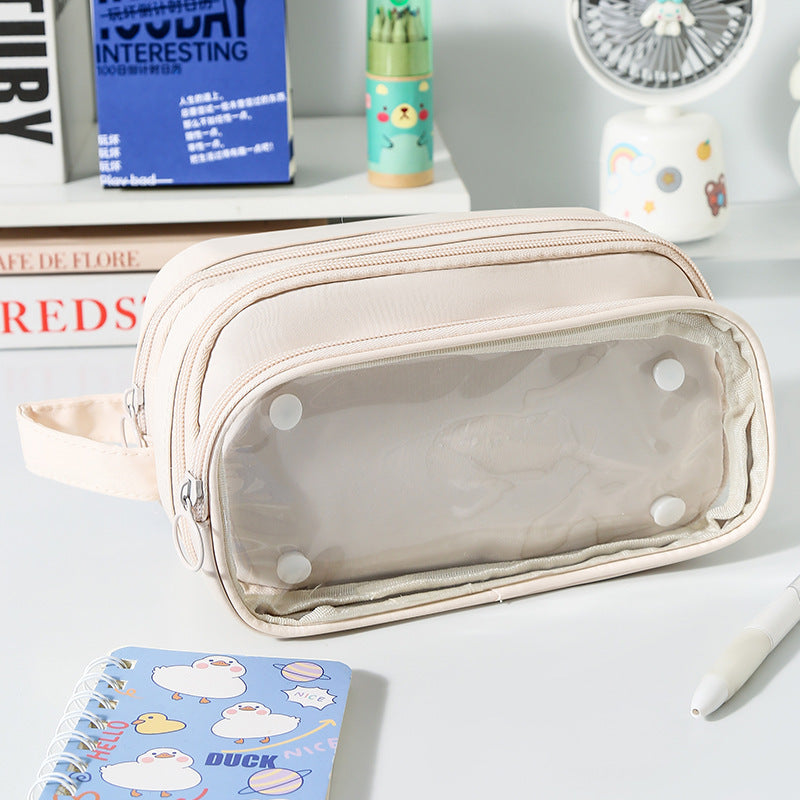 Transparent Pencil Case INS Style Milk Salty Series Carrying Case Large Capacity Waterproof