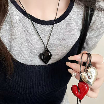 Irregular Heart Pendant Necklace Pull Adjustable