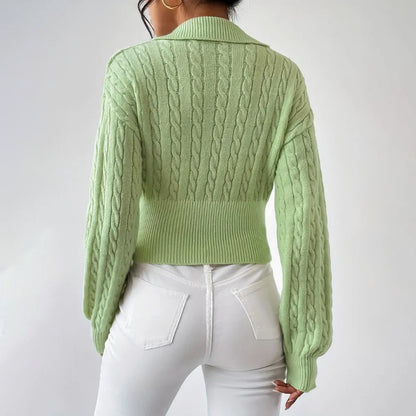 Women's Sweater Fashion Solid Color And V-neck