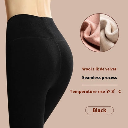 Winter Warm Leggings Cashmere Plus Velvet Tight Pants Fashion High Waist Slim Fit Trousers For Women Clothing