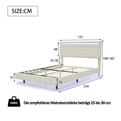 Flaches Doppelbett aus Leinen