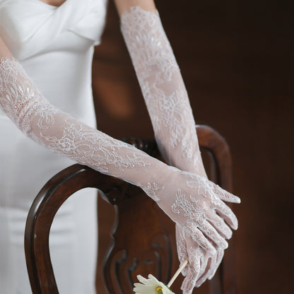 New Super Fairy White Lace Tulle Bride Photo Gloves